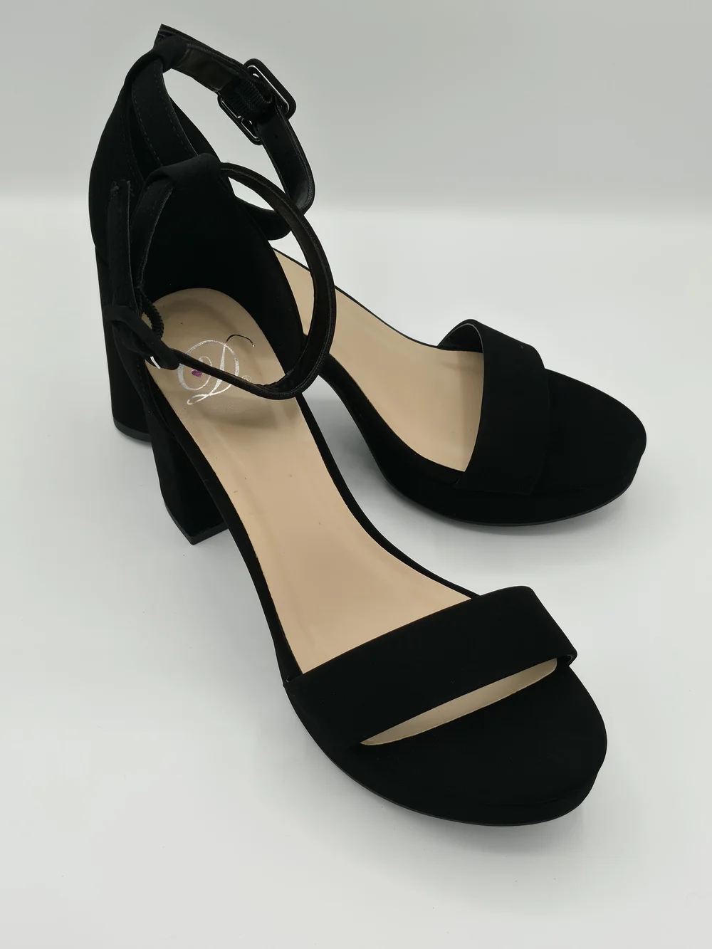 Classic Black Block Heel Sandals with Ankle Strap